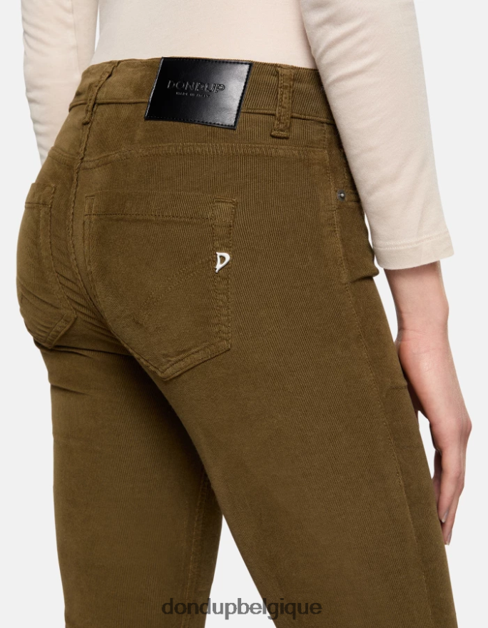 femmes vêtements DONDUP armée verte monroe pantalon skinny en velours 8826D013
