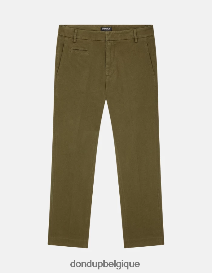 femmes vêtements DONDUP armée verte pantalon 27 pouces coupe carotte en coton ariel 8826D0167