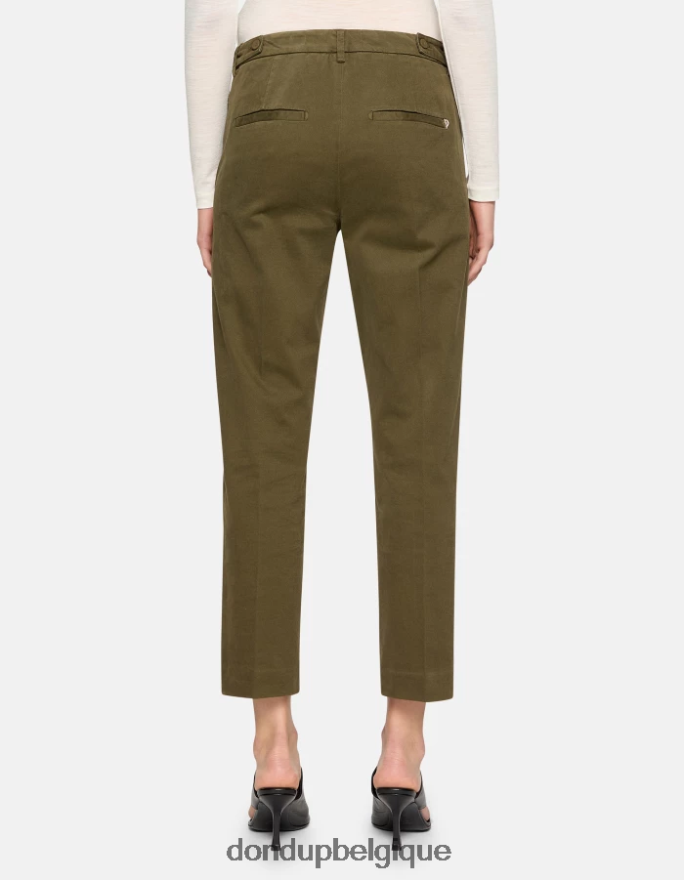 femmes vêtements DONDUP armée verte pantalon 27 pouces coupe carotte en coton ariel 8826D0167