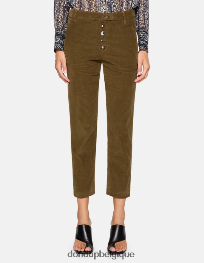 femmes vêtements DONDUP armée verte pantalon ample en velours nima 8826D0134