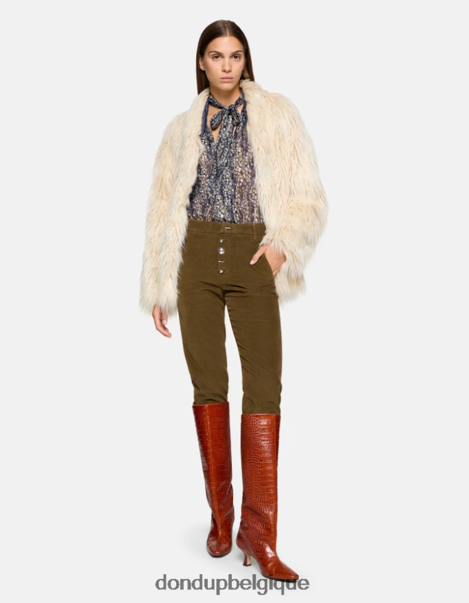 femmes vêtements DONDUP armée verte pantalon ample en velours nima 8826D0134
