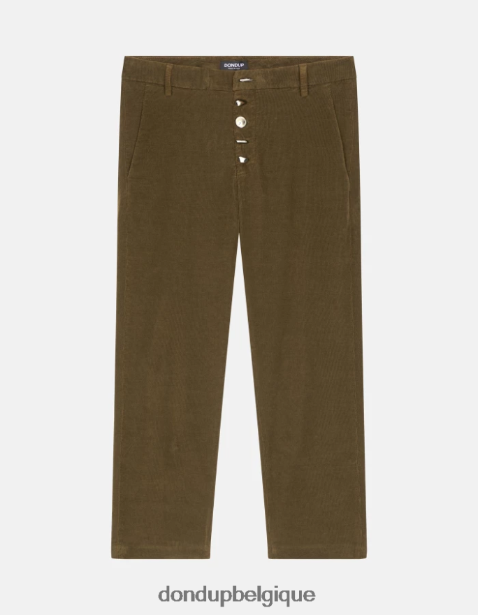 femmes vêtements DONDUP armée verte pantalon ample en velours nima 8826D0134