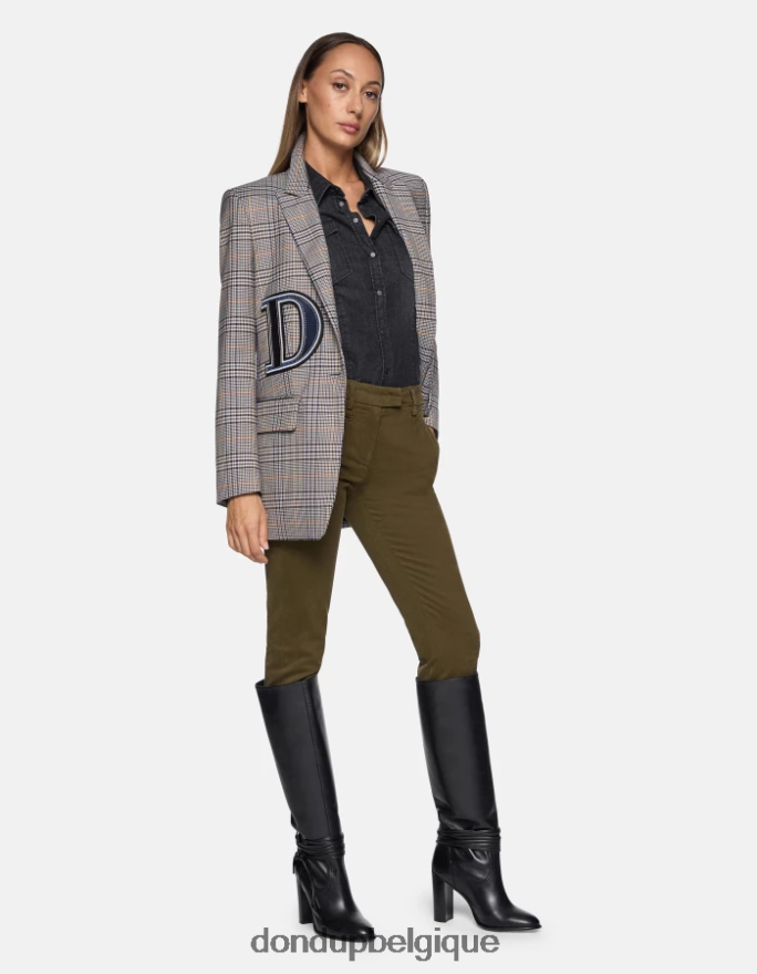 femmes vêtements DONDUP armée verte pantalon slim en coton parfait 8826D0179