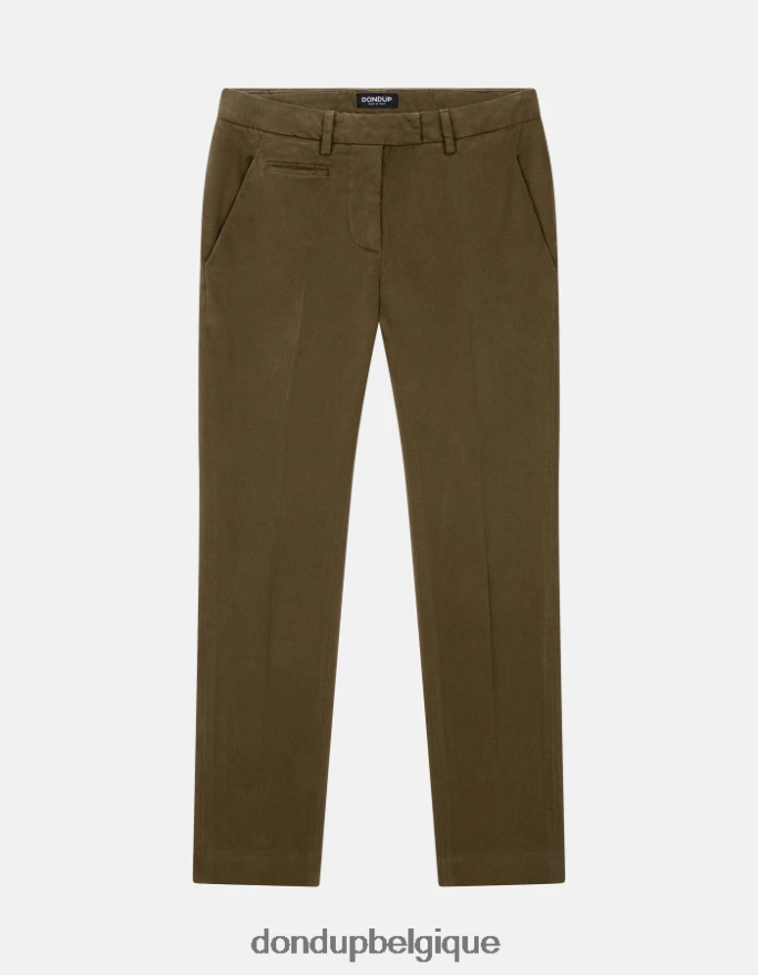 femmes vêtements DONDUP armée verte pantalon slim en coton parfait 8826D0179