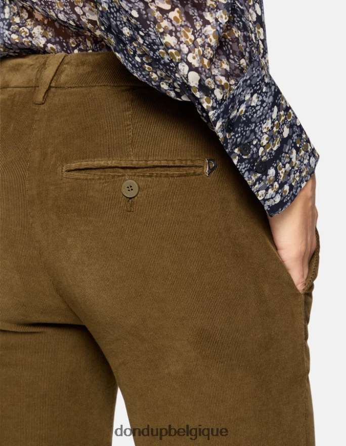femmes vêtements DONDUP armée verte pantalon slim en velours parfait 8826D0154