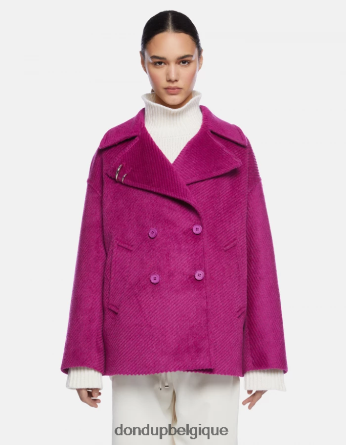 femmes vêtements DONDUP barbabietola caban en tissu à double boutonnage 8826D0343
