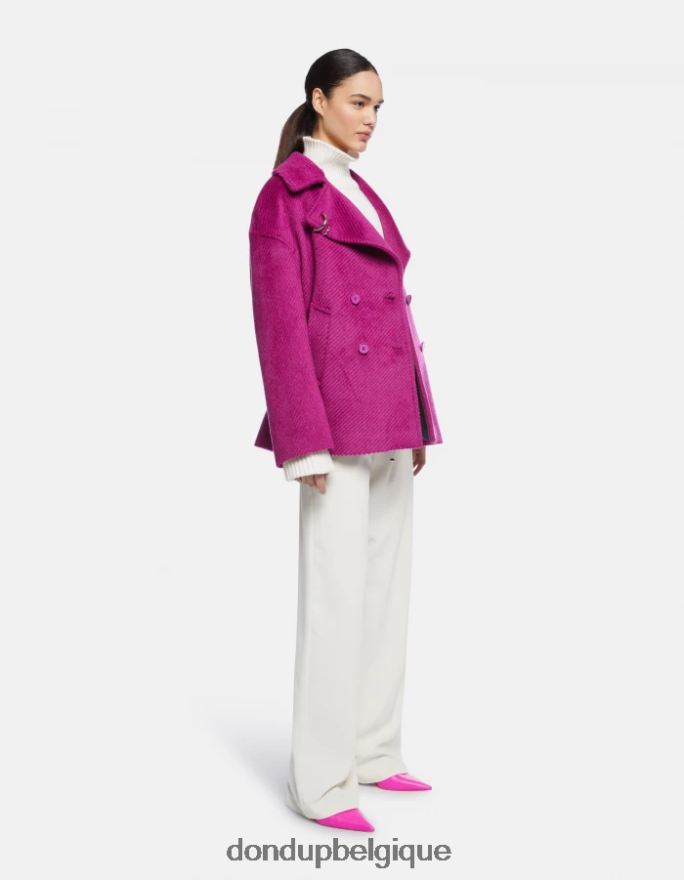 femmes vêtements DONDUP barbabietola caban en tissu à double boutonnage 8826D0343