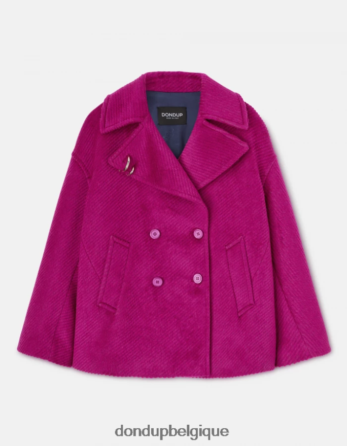 femmes vêtements DONDUP barbabietola caban en tissu à double boutonnage 8826D0343