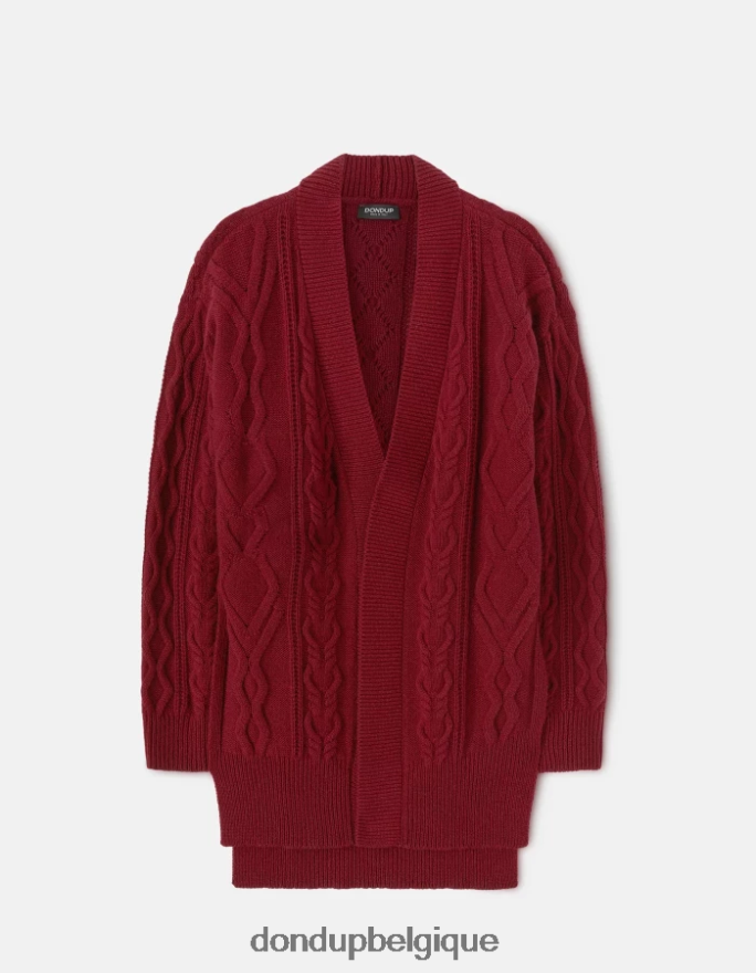 femmes vêtements DONDUP barbabietola cardigan en laine coupe classique 8826D0307