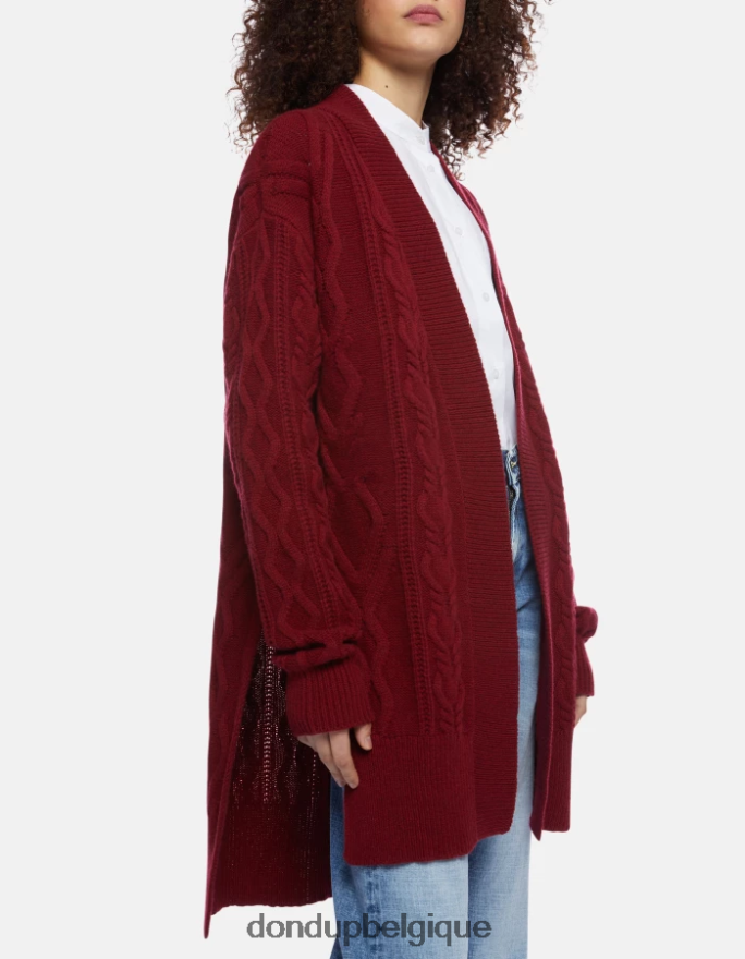 femmes vêtements DONDUP barbabietola cardigan en laine coupe classique 8826D0307