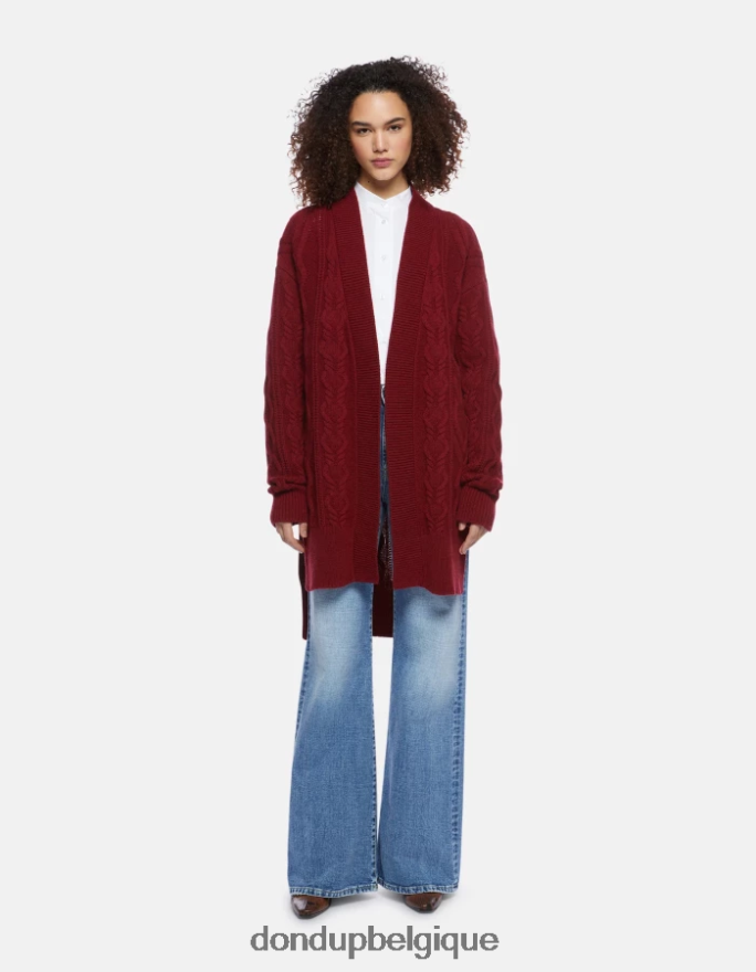 femmes vêtements DONDUP barbabietola cardigan en laine coupe classique 8826D0307