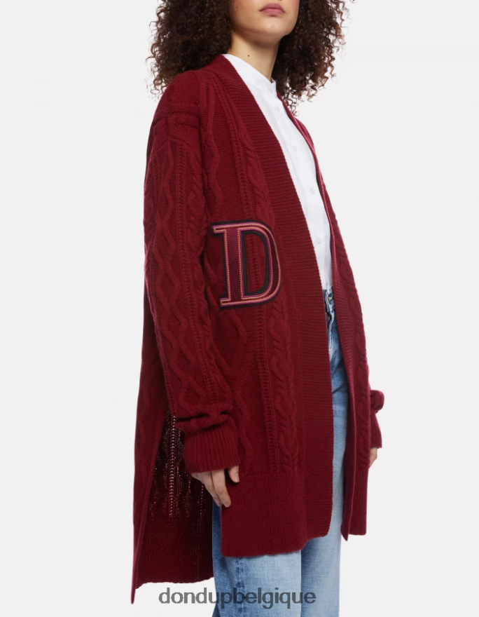 femmes vêtements DONDUP barbabietola cardigan en laine coupe classique 8826D0330