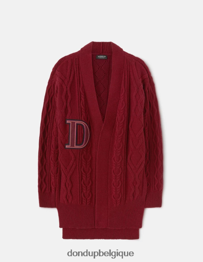 femmes vêtements DONDUP barbabietola cardigan en laine coupe classique 8826D0330