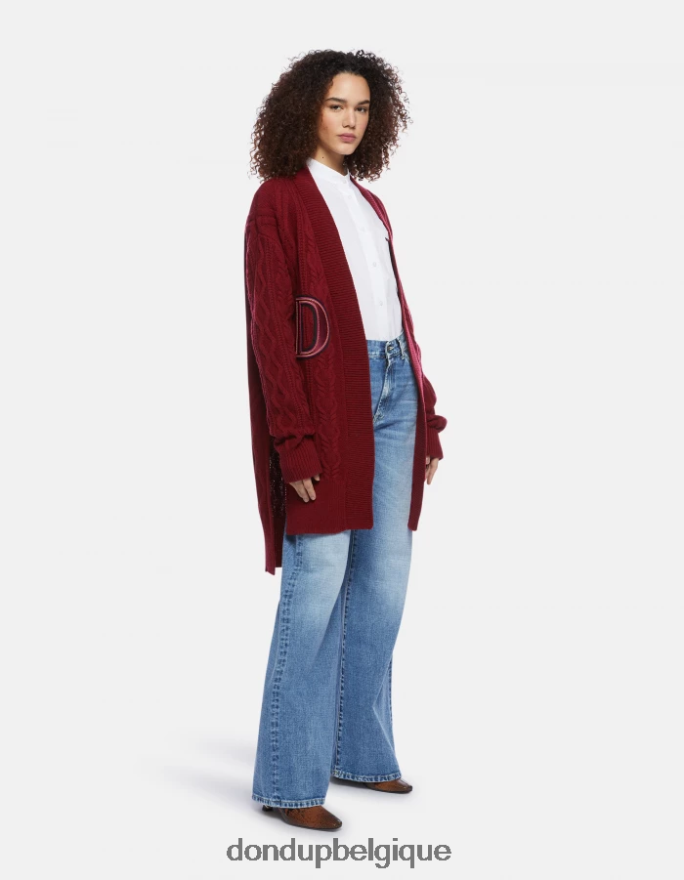 femmes vêtements DONDUP barbabietola cardigan en laine coupe classique 8826D0330
