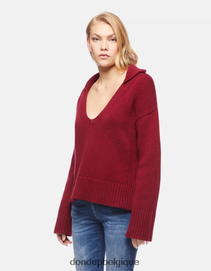femmes vêtements DONDUP barbabietola polo coupe classique en côtes anglaises 8826D0331