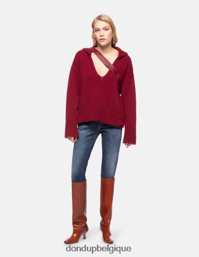 femmes vêtements DONDUP barbabietola polo coupe classique en côtes anglaises 8826D0331