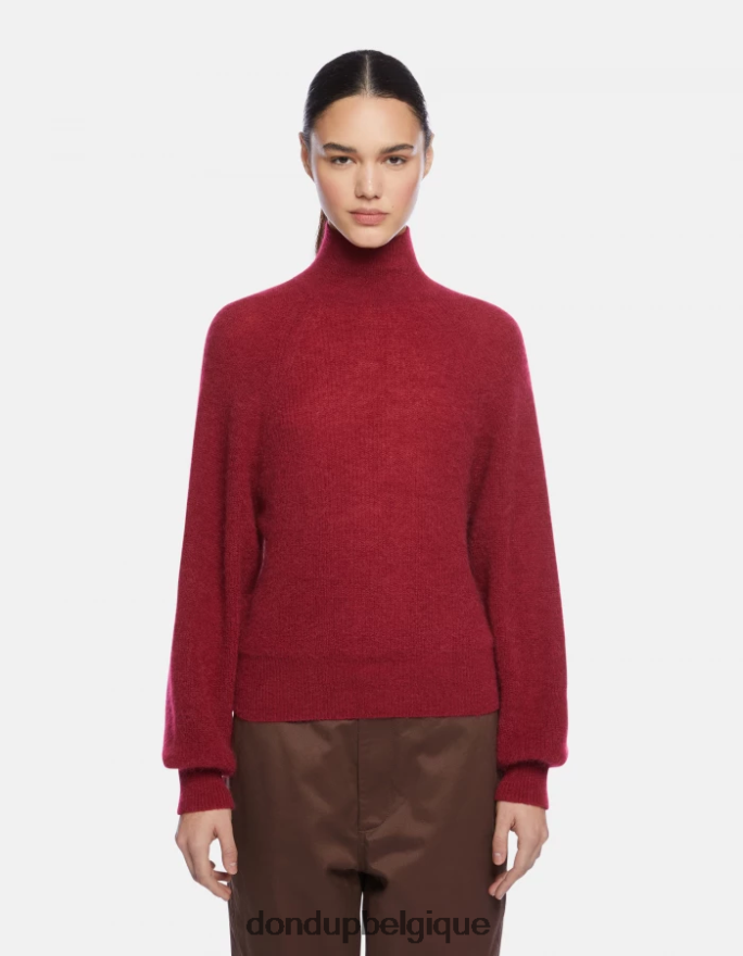 femmes vêtements DONDUP barbabietola pull en mohair coupe classique à col polo 8826D0304