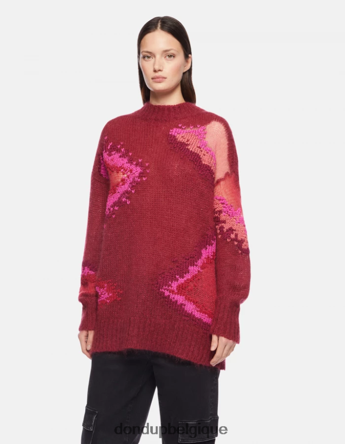 femmes vêtements DONDUP barbabietola pull à col rond en mohair 8826D0312