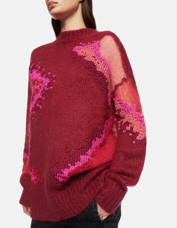 femmes vêtements DONDUP barbabietola pull à col rond en mohair 8826D0312