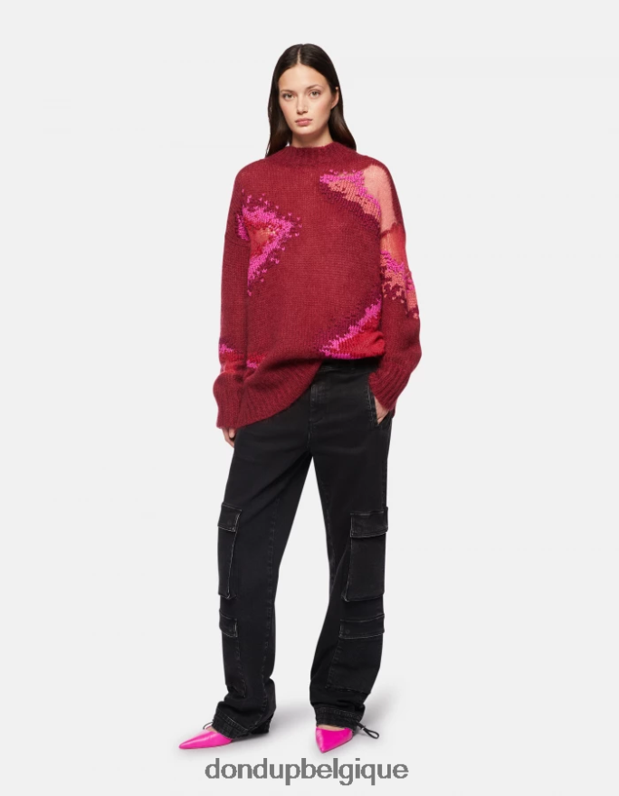 femmes vêtements DONDUP barbabietola pull à col rond en mohair 8826D0312