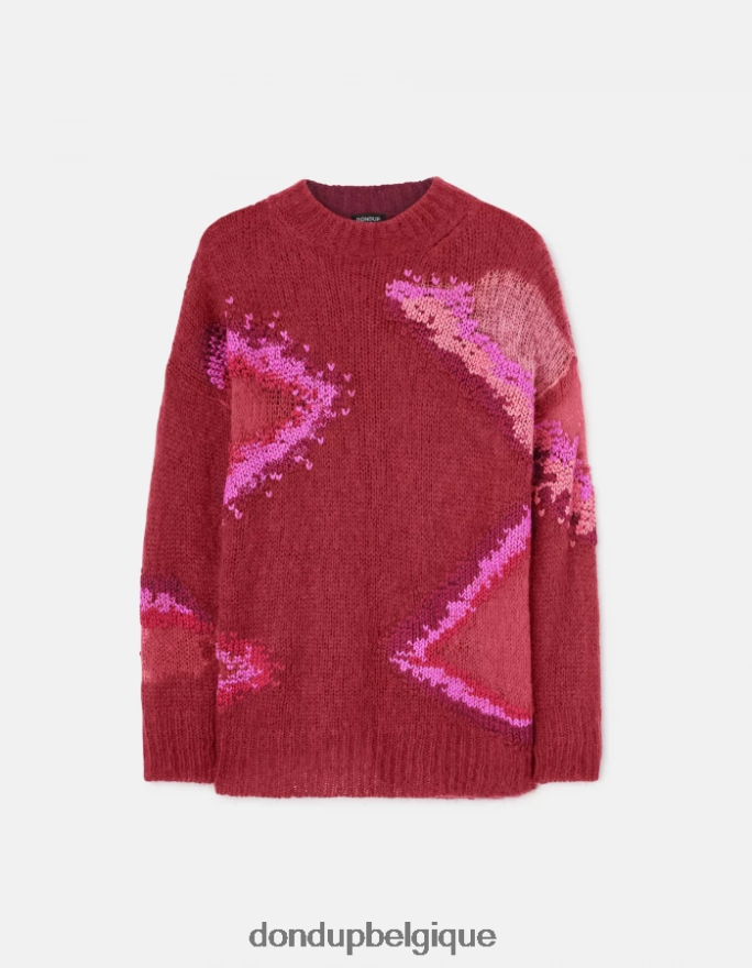 femmes vêtements DONDUP barbabietola pull à col rond en mohair 8826D0312