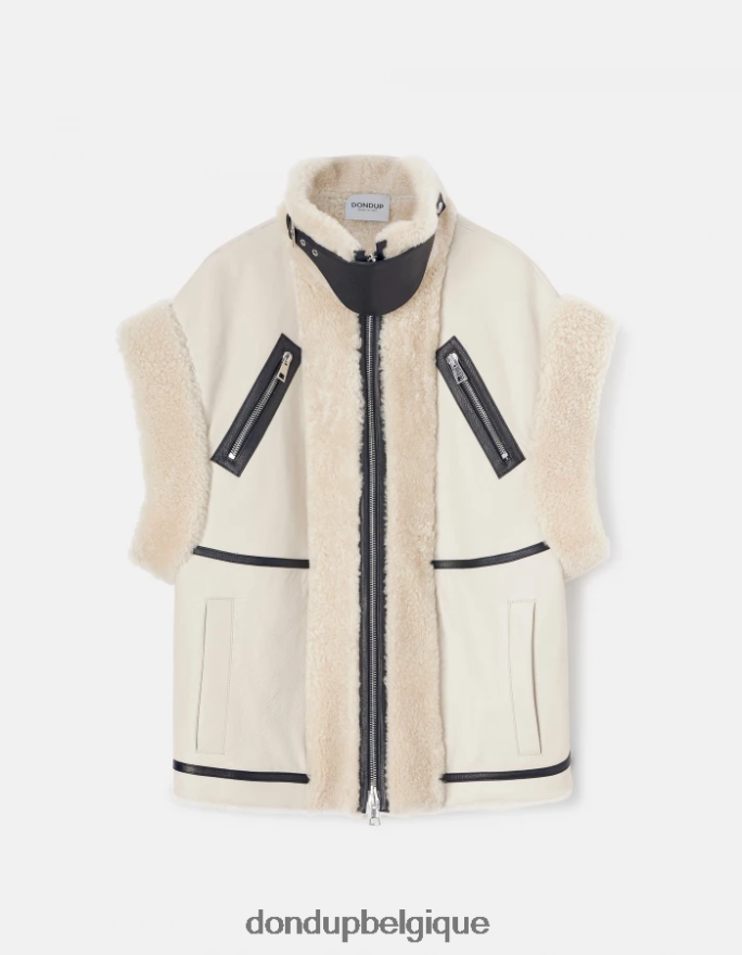 femmes vêtements DONDUP baudet gilet ample en peau lainée 8826D0361