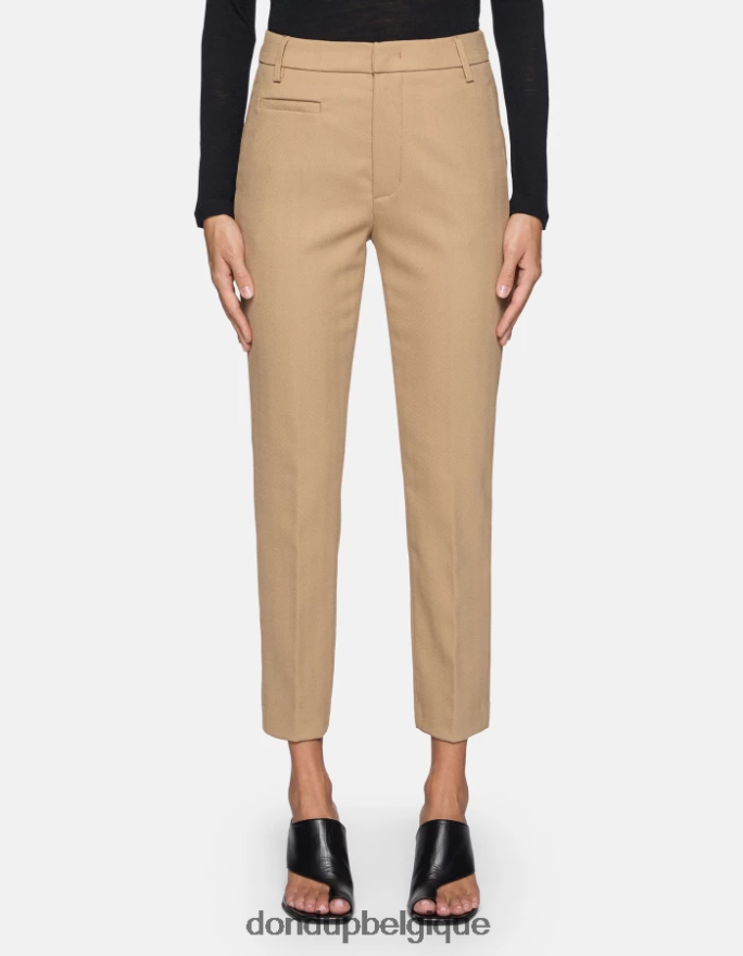 femmes vêtements DONDUP beige pantalon 27 pouces coupe carotte ariel en laine mélangée 8826D0146
