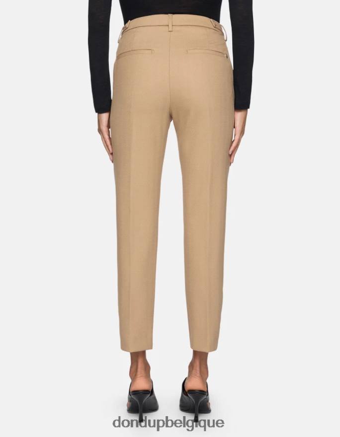 femmes vêtements DONDUP beige pantalon 27 pouces coupe carotte ariel en laine mélangée 8826D0146