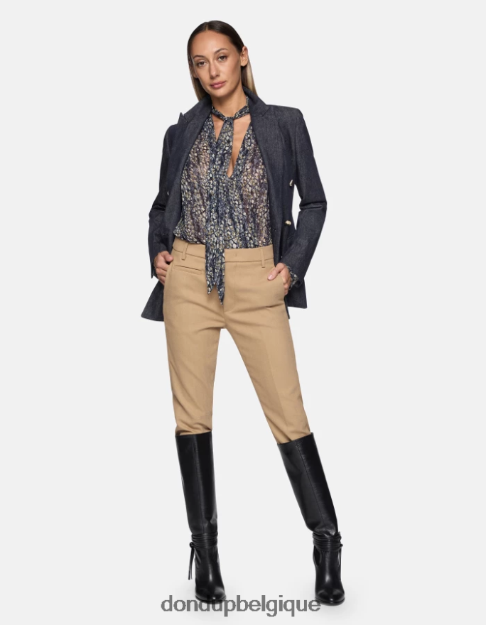 femmes vêtements DONDUP beige pantalon 27 pouces coupe carotte ariel en laine mélangée 8826D0146