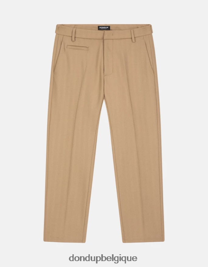 femmes vêtements DONDUP beige pantalon 27 pouces coupe carotte ariel en laine mélangée 8826D0146