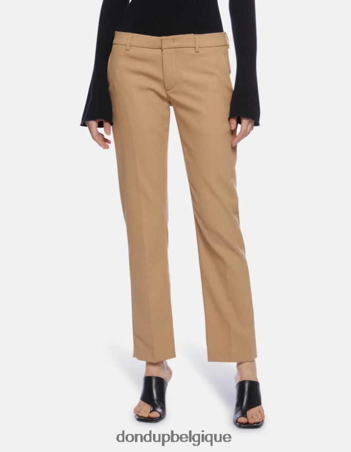femmes vêtements DONDUP beige pantalon kasya coupe classique en laine mélangée 8826D0182
