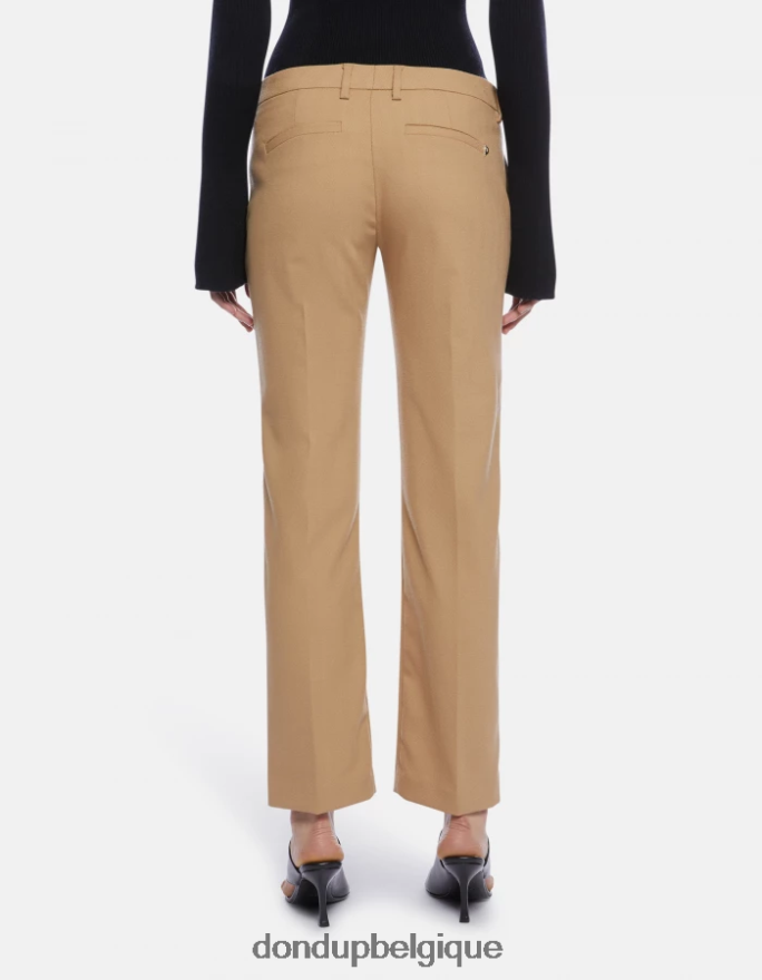 femmes vêtements DONDUP beige pantalon kasya coupe classique en laine mélangée 8826D0182