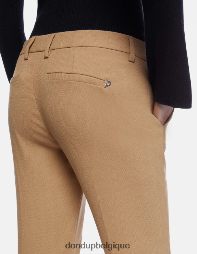 femmes vêtements DONDUP beige pantalon kasya coupe classique en laine mélangée 8826D0182