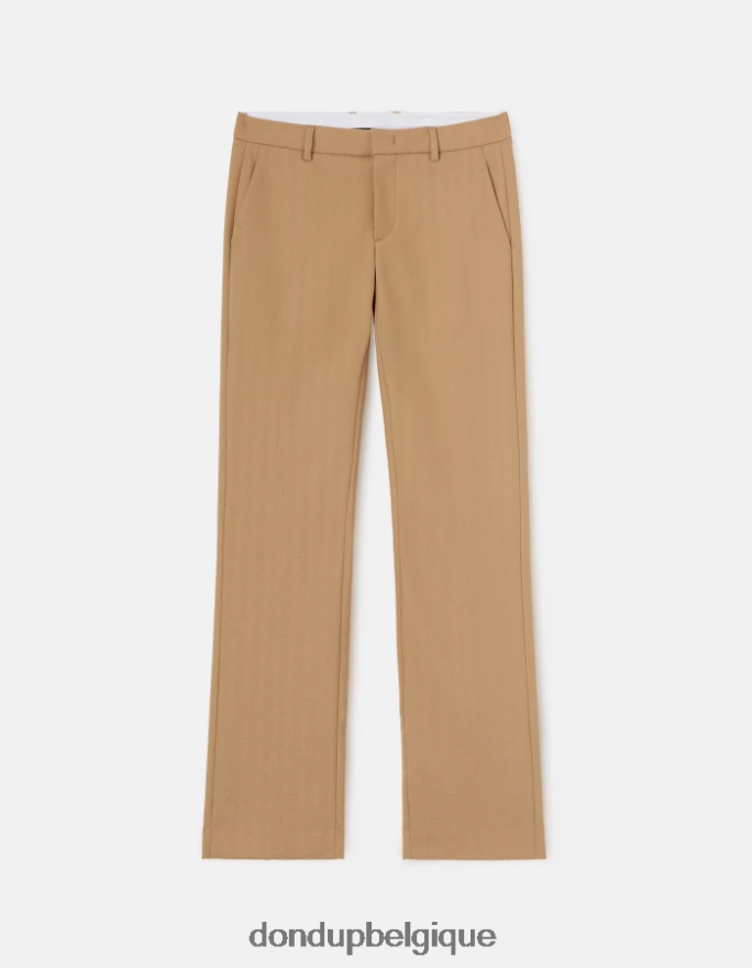 femmes vêtements DONDUP beige pantalon kasya coupe classique en laine mélangée 8826D0182