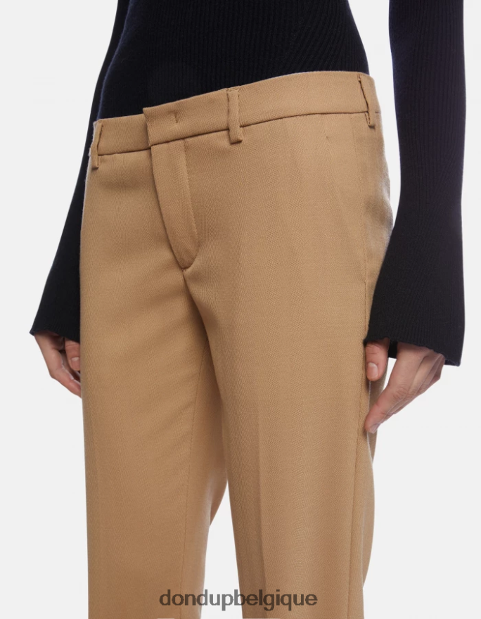 femmes vêtements DONDUP beige pantalon kasya coupe classique en laine mélangée 8826D0182
