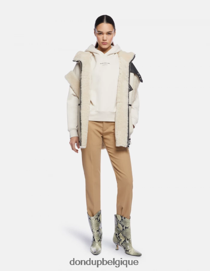 femmes vêtements DONDUP beige pantalon kasya coupe classique en laine mélangée 8826D0182