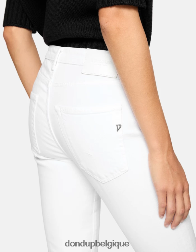 femmes vêtements DONDUP blanc Jean bootcut super skinny Mandy en denim bull stretch 8826D016