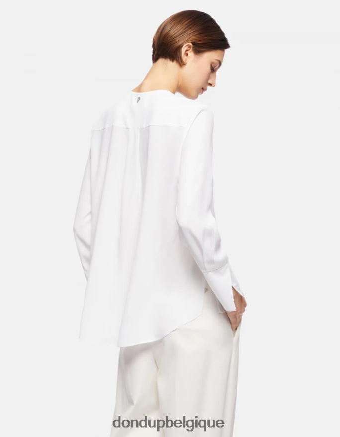 femmes vêtements DONDUP blanc chemise coupe classique en soie mélangée 8826D0247
