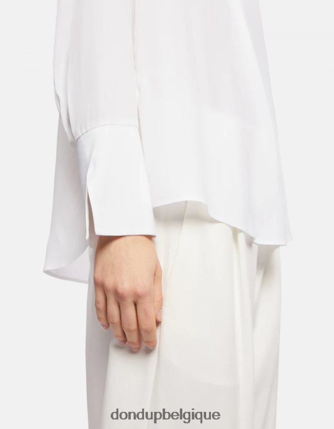 femmes vêtements DONDUP blanc chemise coupe classique en soie mélangée 8826D0247