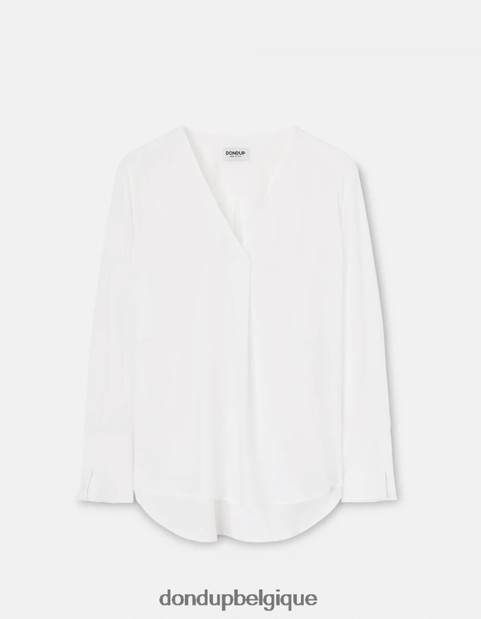 femmes vêtements DONDUP blanc chemise coupe classique en soie mélangée 8826D0247