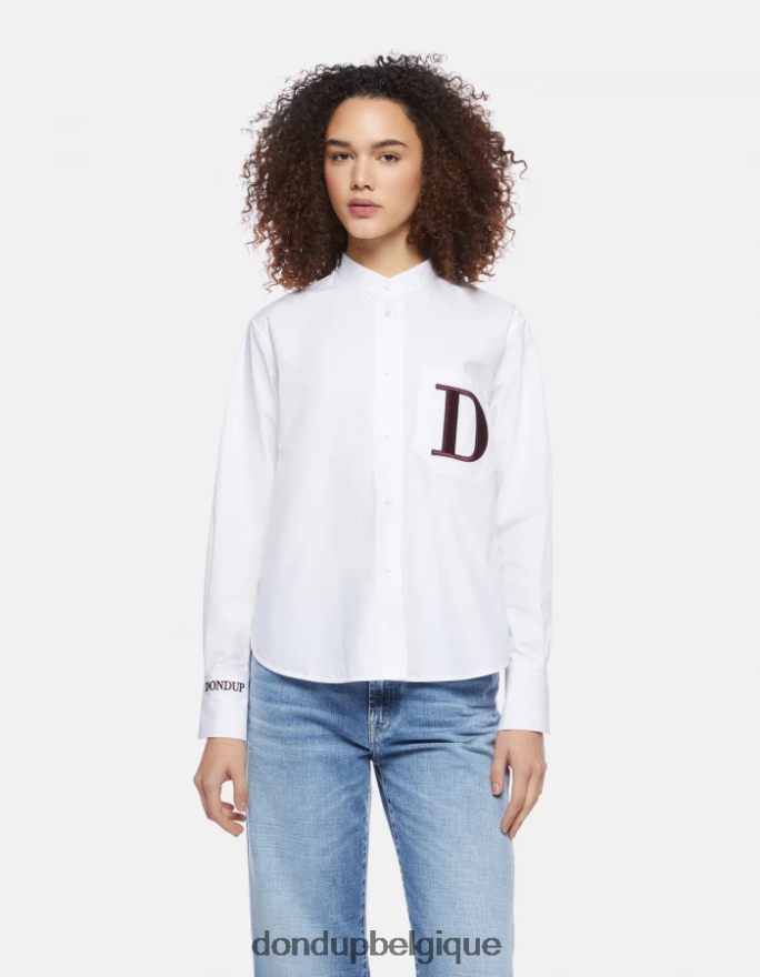 femmes vêtements DONDUP blanc chemise en popeline coupe classique 8826D0259