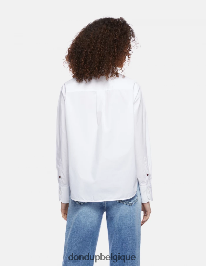 femmes vêtements DONDUP blanc chemise en popeline coupe classique 8826D0259