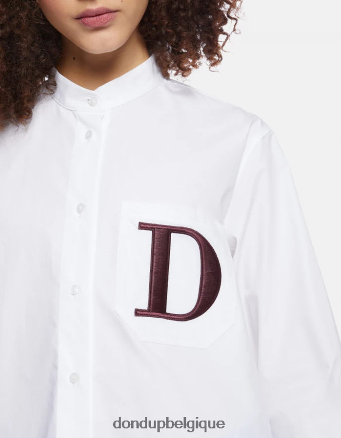 femmes vêtements DONDUP blanc chemise en popeline coupe classique 8826D0259