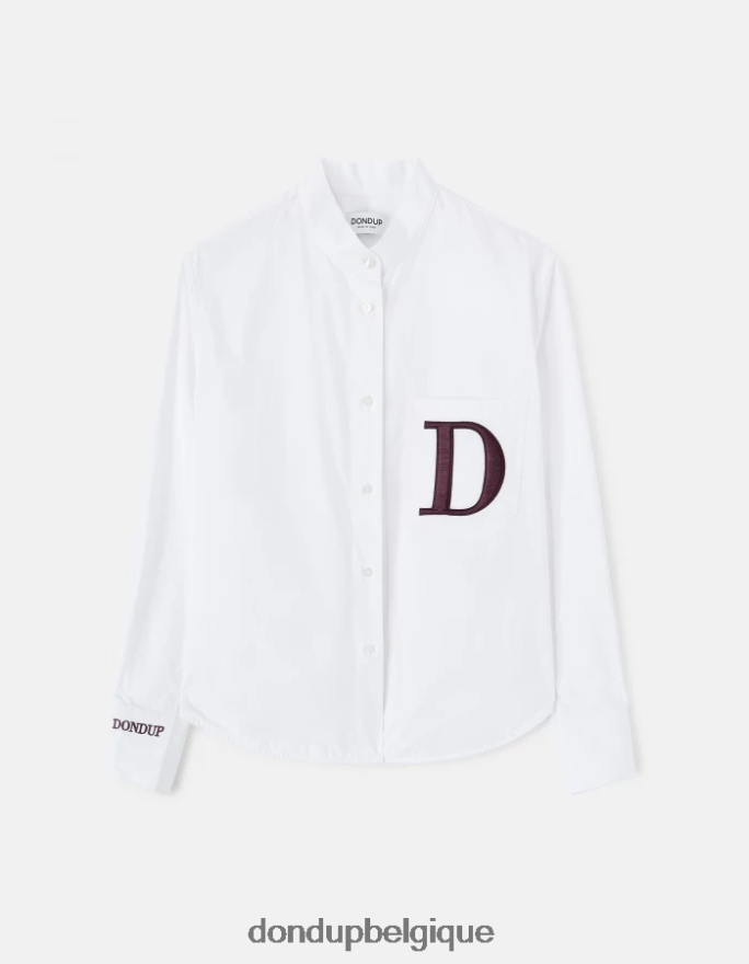 femmes vêtements DONDUP blanc chemise en popeline coupe classique 8826D0259