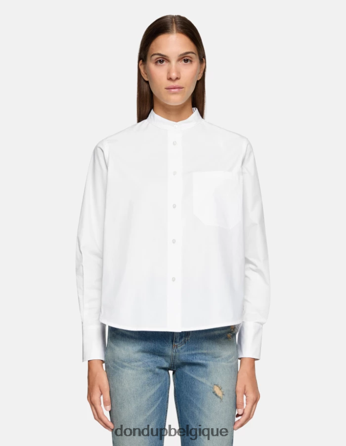 femmes vêtements DONDUP blanc chemise en popeline coupe classique 8826D0260