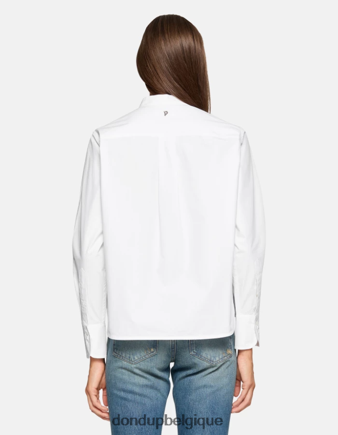 femmes vêtements DONDUP blanc chemise en popeline coupe classique 8826D0260