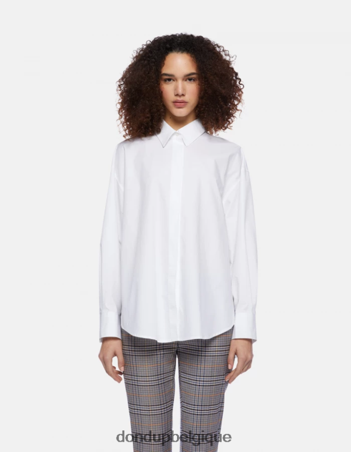 femmes vêtements DONDUP blanc chemise oversize en popeline 8826D0243