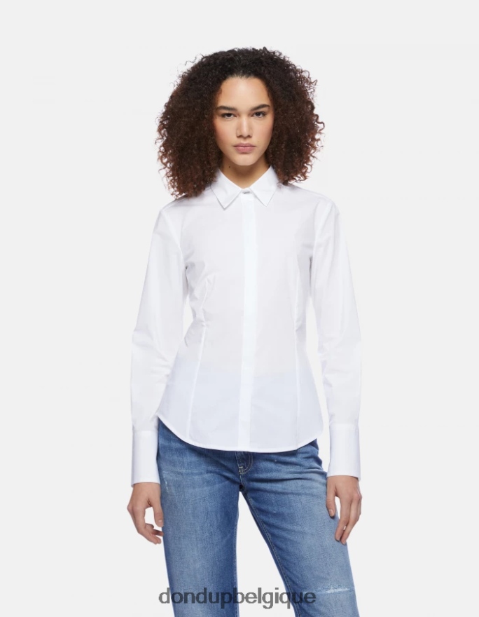femmes vêtements DONDUP blanc chemise slim en popeline 8826D0245