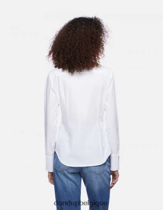 femmes vêtements DONDUP blanc chemise slim en popeline 8826D0245