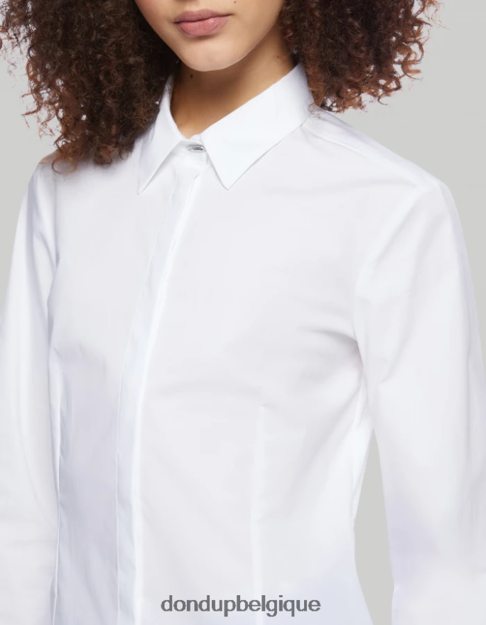 femmes vêtements DONDUP blanc chemise slim en popeline 8826D0245